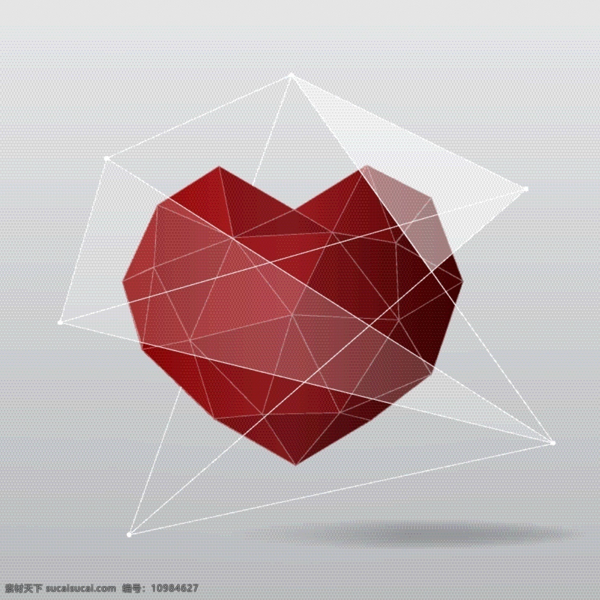 灰色 背景 多边形 红色 心 摘要背景 心脏 抽象 几何 形状 三维 立方体 几何背景 现代 三角形 建立 几何形状 抽象的形状 低多边形 低