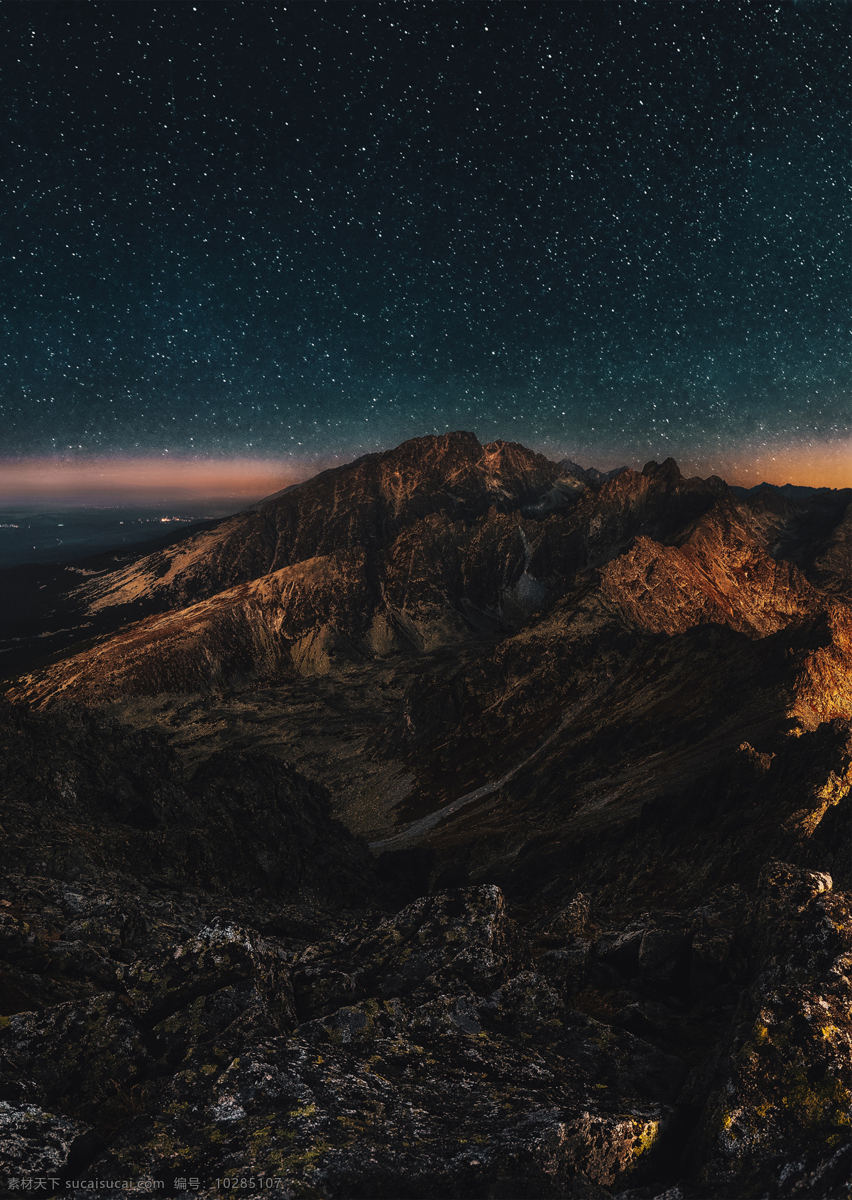 星空 山川 高山 山地 夜空 黑夜 星星 繁星 星光 夜 夜晚 天空 黑 银河 星河
