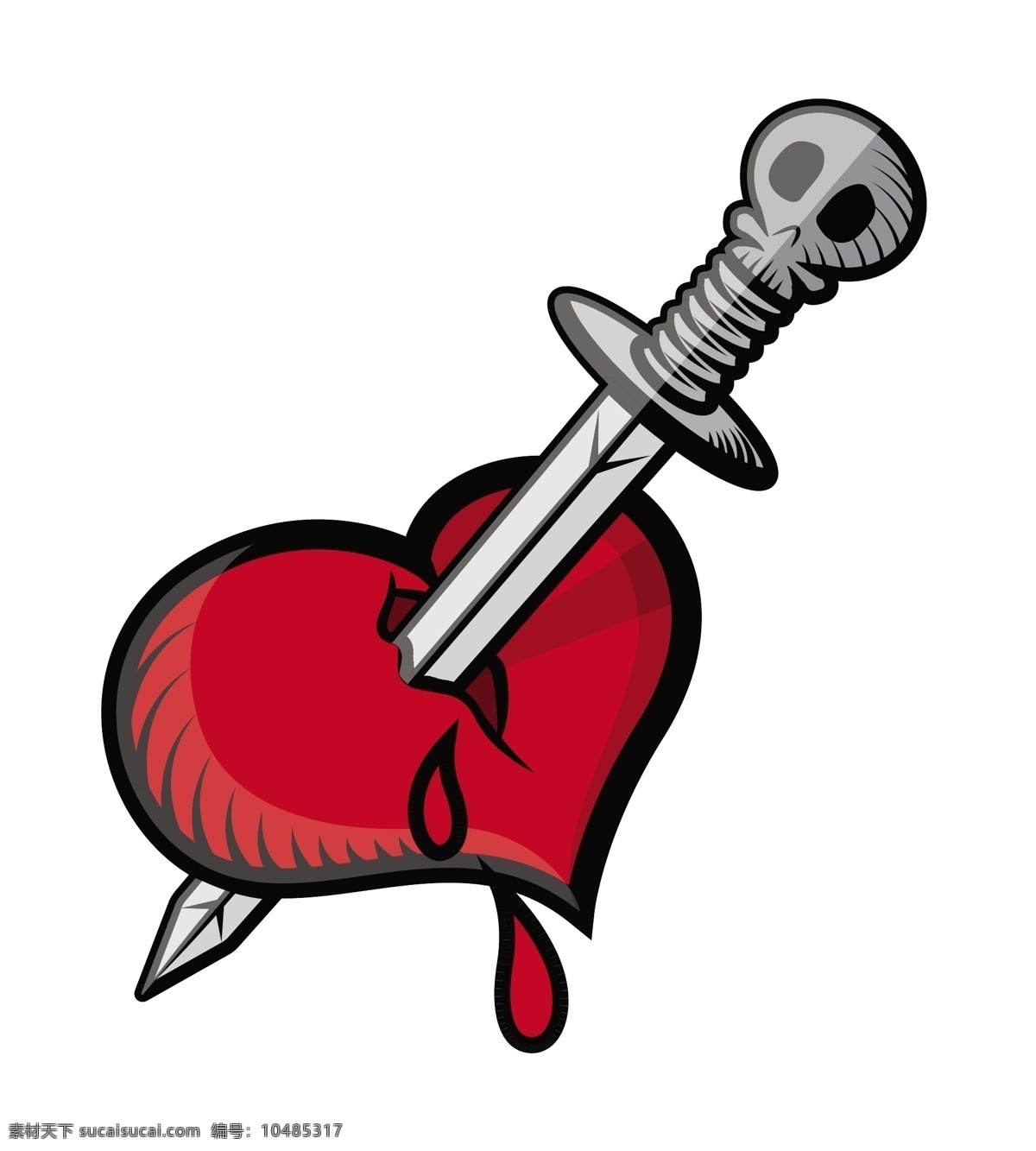 心脏 纹身 矢量 插画 剑 矢量图 其他矢量图