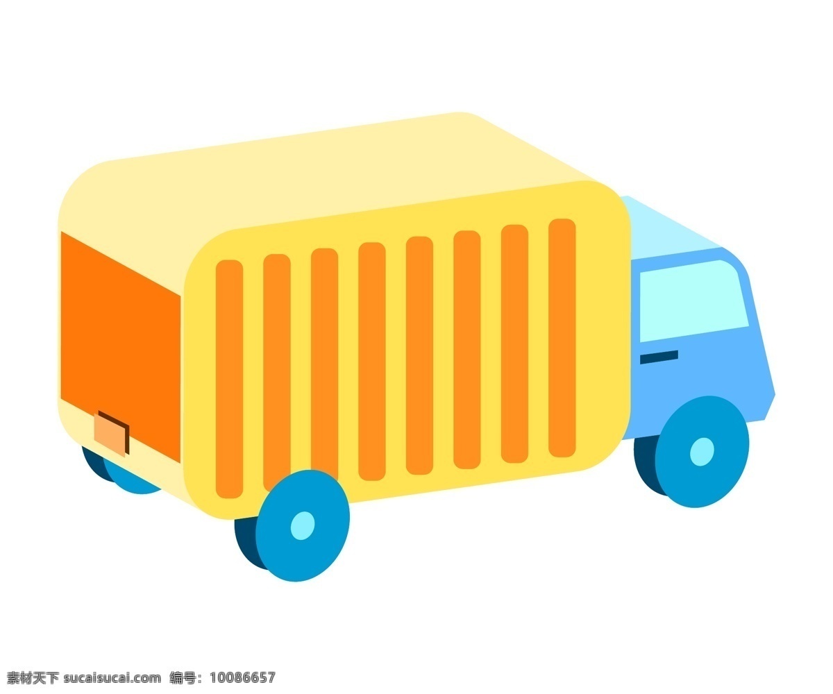 黄色 交通 卡车 插画 黄色的卡车 卡通插画 交通插画 交通安全 交通标志 过路站 重重的卡车