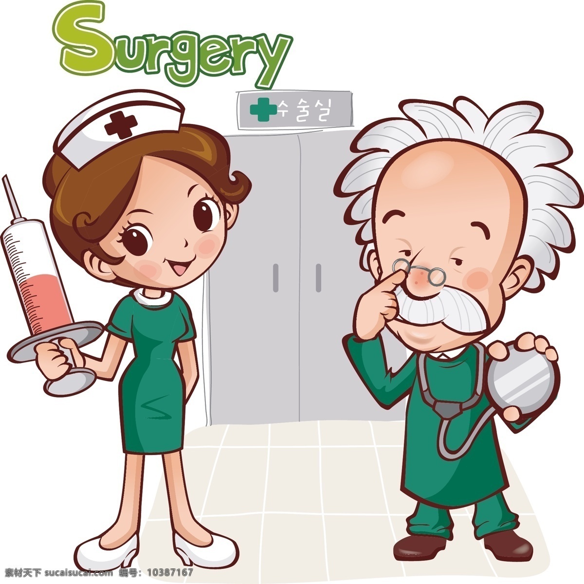 医生 小护士 医院 卡通 动漫 插画 医护人员 可爱小护士 和谐 友善 十字标志 针 动漫动画 动漫人物