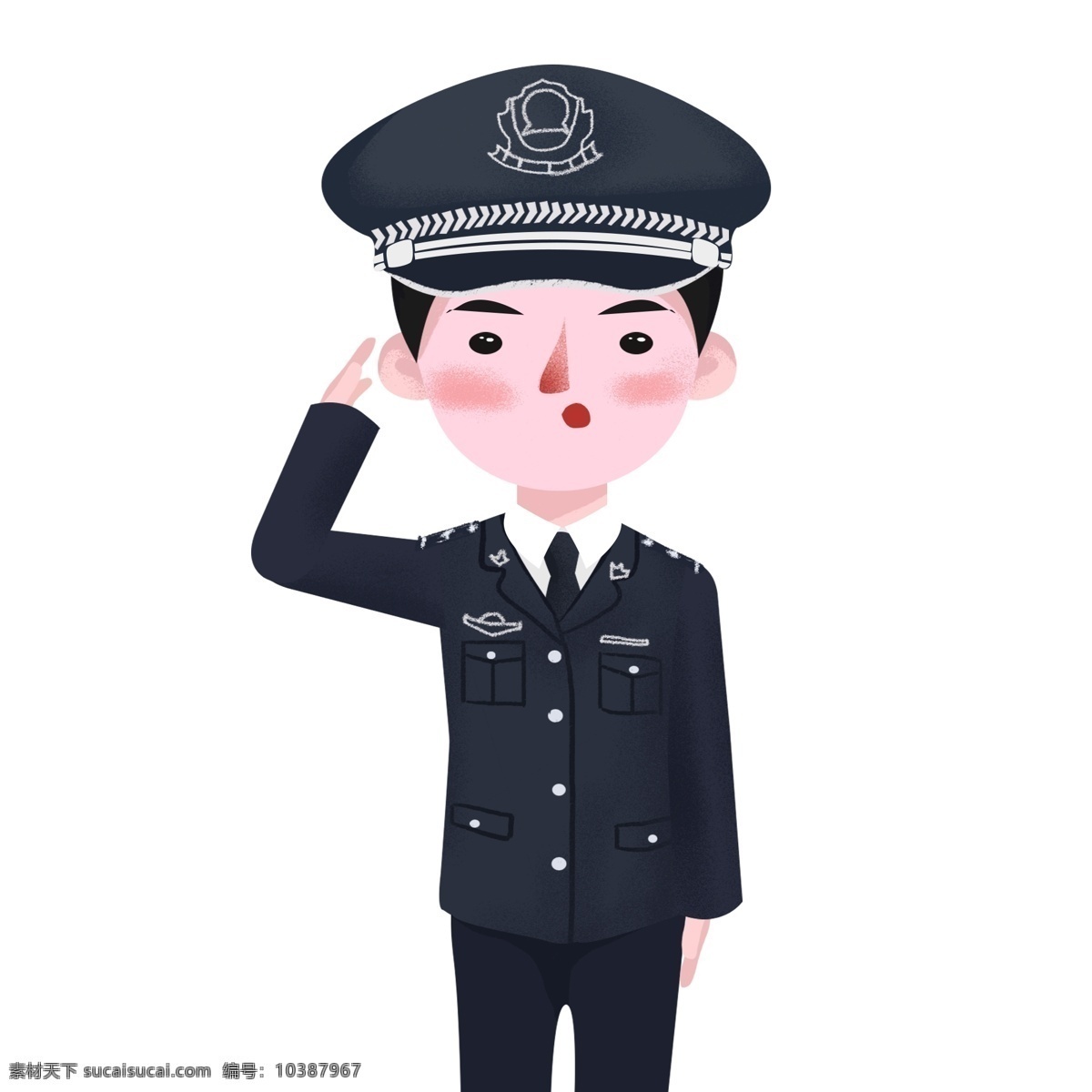 卡通 q 版 敬礼 警察 可爱 q版 人物设计