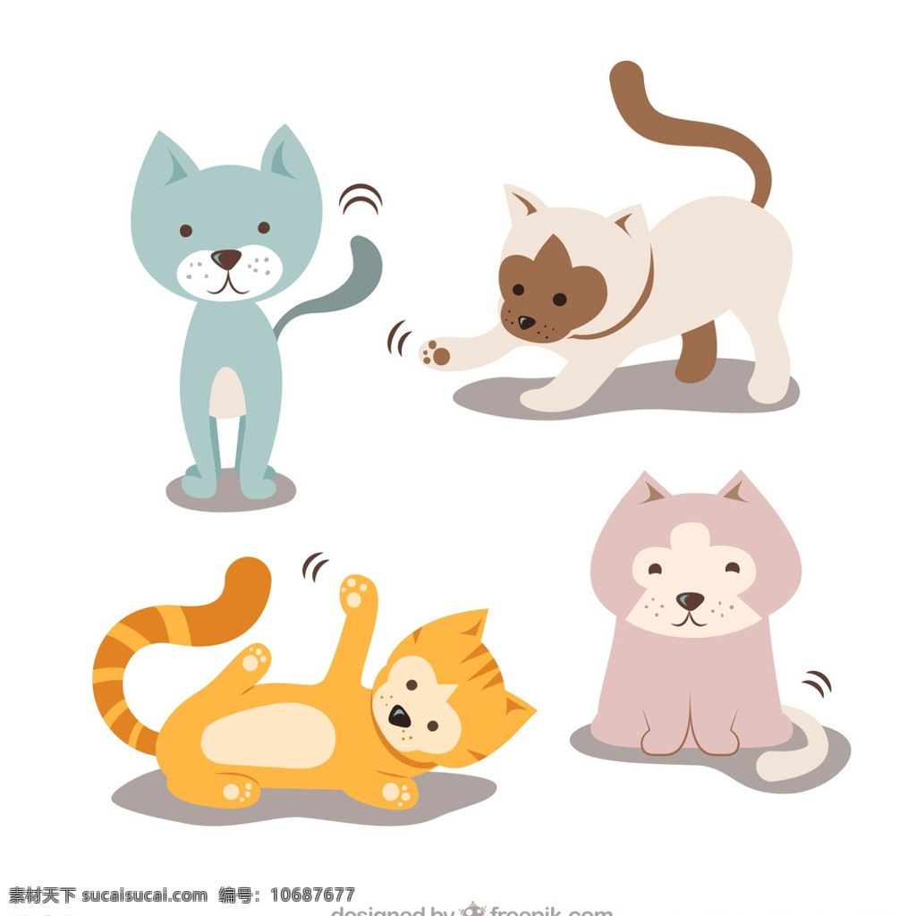 可爱宠物猫 可爱 宠物 猫咪 小猫 猫 动物 插画 矢量动物 生物世界 家禽家畜 crd 卡通素材 卡通设计 白色