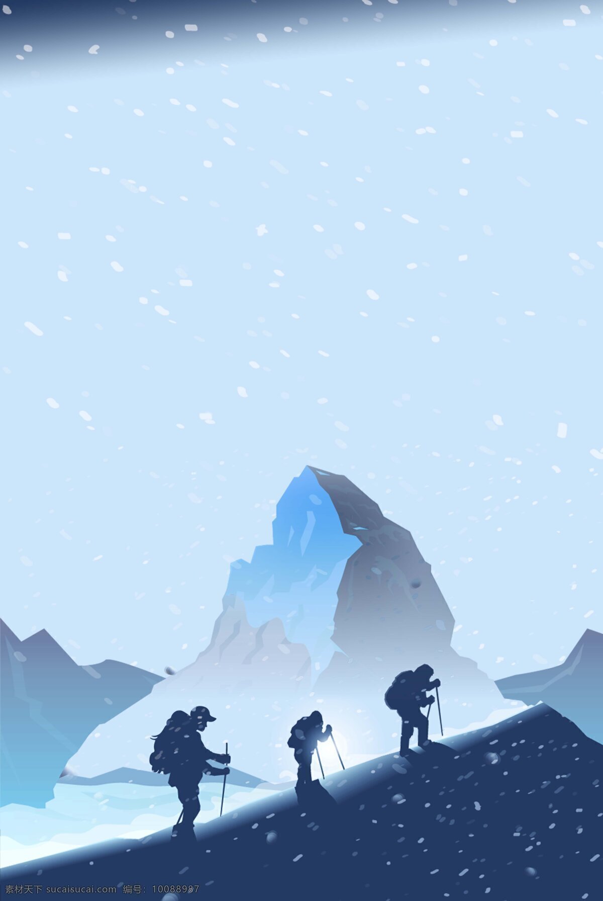 简约 攀登 雪峰 背景 大气 运动 挑战 海报 广告