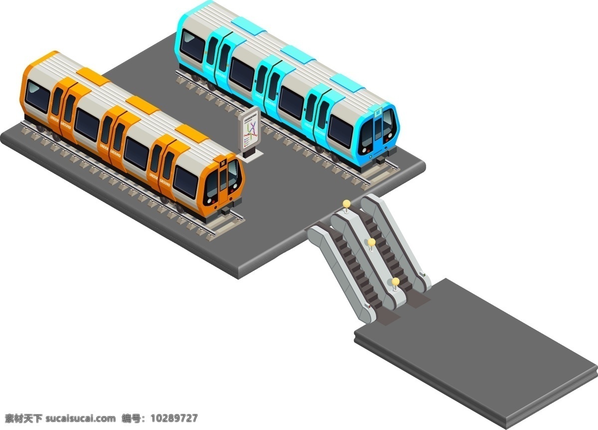 d 城市 地铁站 2.5d 轴测图 立体 交通 微型 运输 插画设计 可爱 小清新