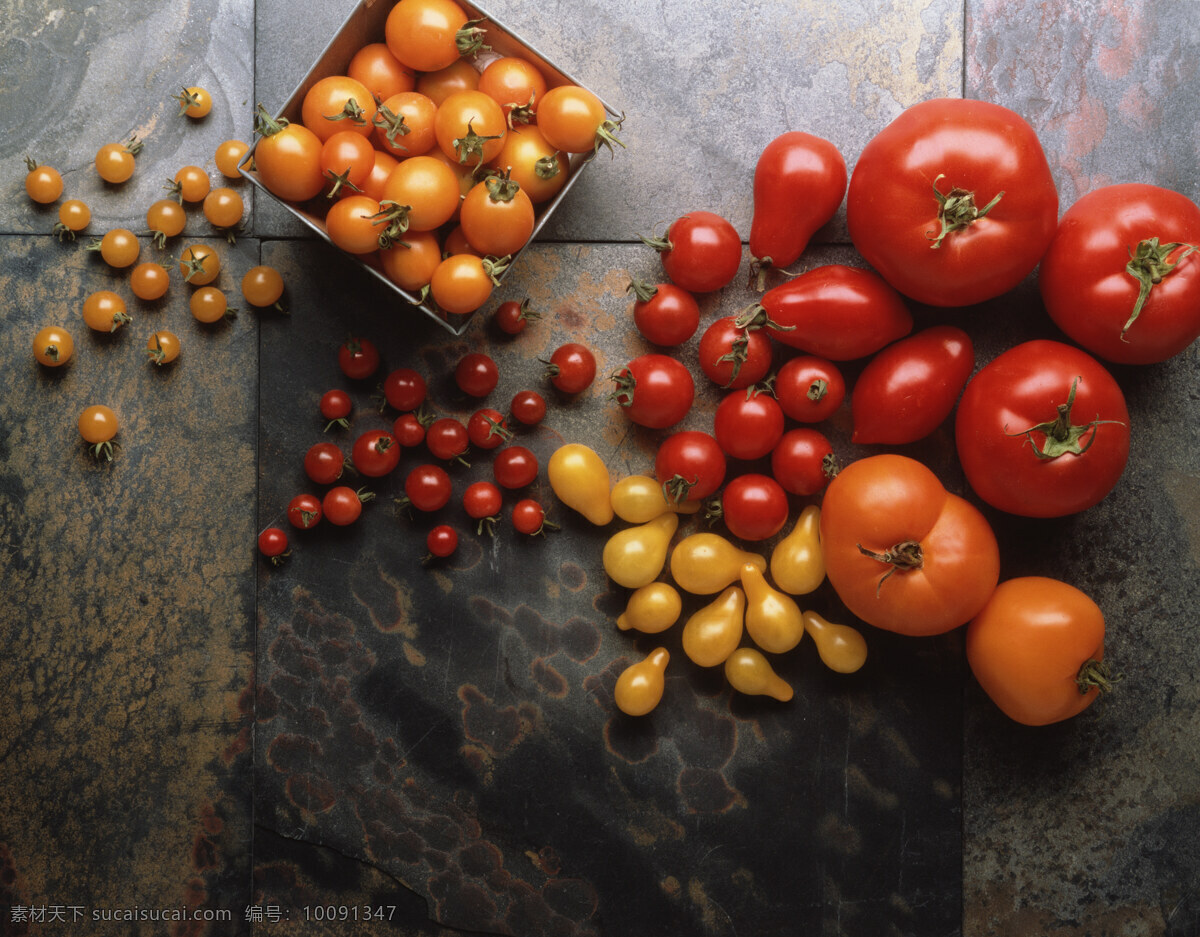 餐饮创意 餐饮美食 厨房 大的 大理石 红色 黄色 餐饮 创意 西红柿 小的 摄影图库 生物世界 水果