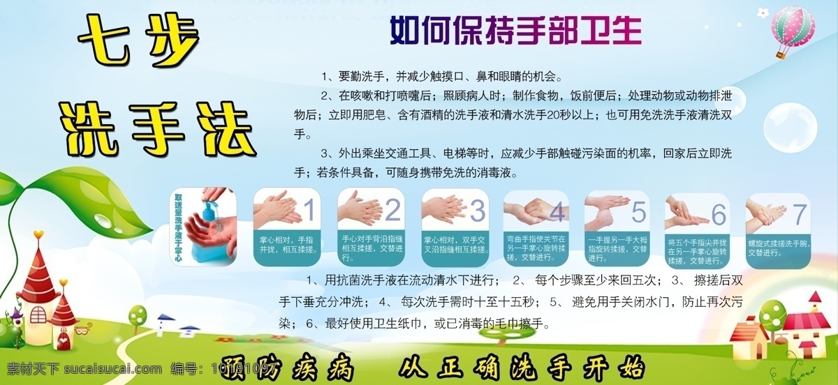 新 冠 肺炎 七 步 洗手 法 七步洗手法 写真 喷绘 宣传 校园