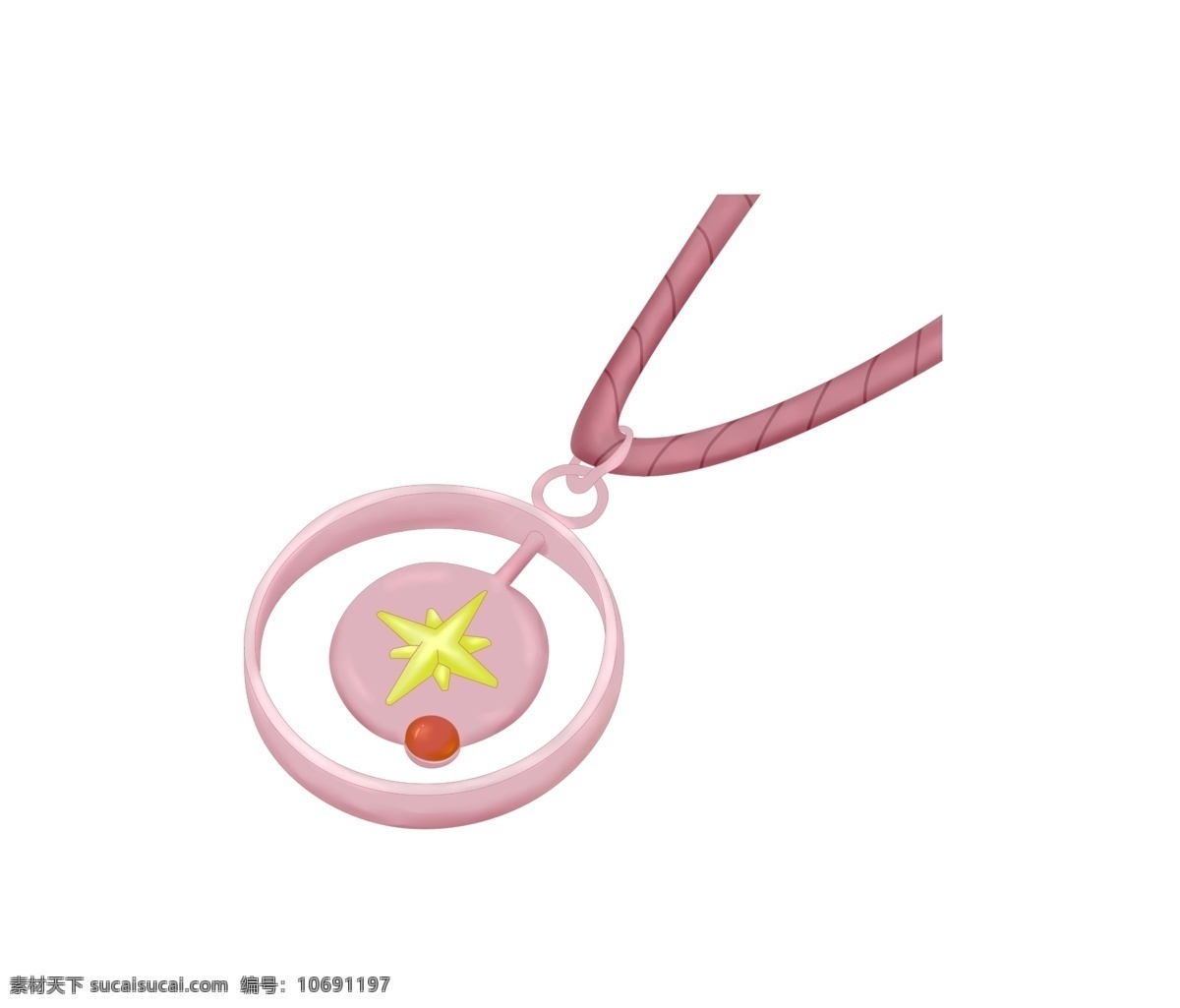 漂亮 项链 手绘 插画 圆形吊坠 手绘项链 卡通宝石项链 宝石项链插画 漂亮的项链 漂亮的吊坠 粉色的绳子