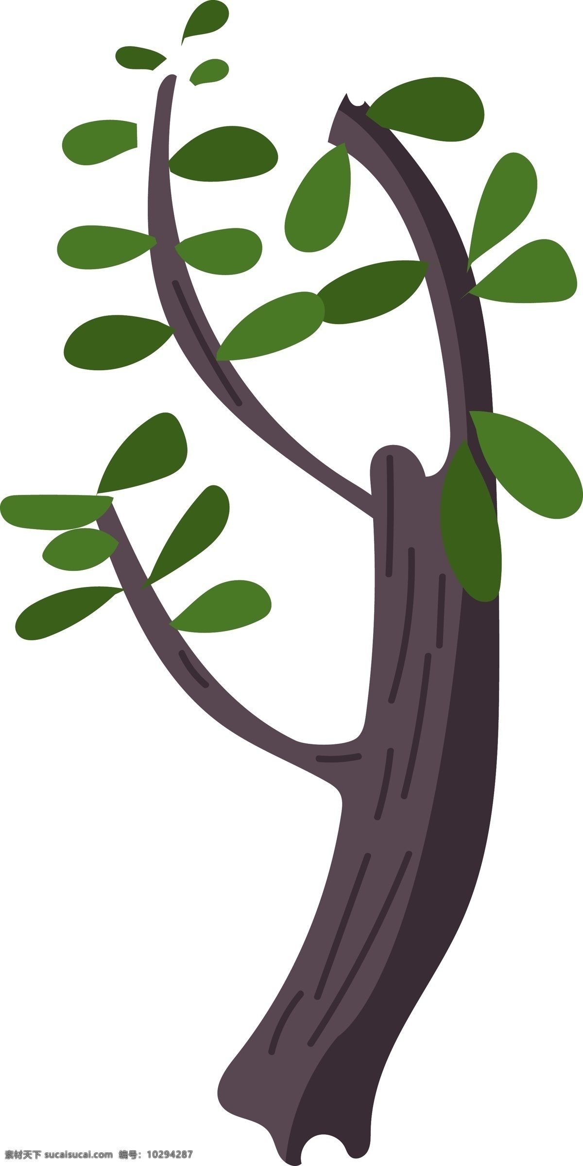 卡通 绿色植物 插画 植物 树木 树枝 卡通植物插画 创意植物插画 绿色的叶子 卡通树枝插画