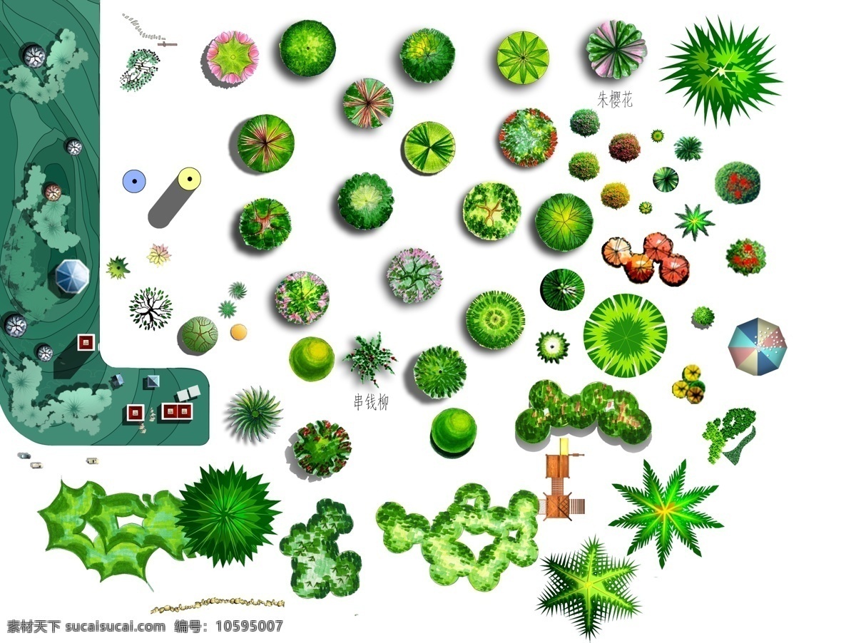 绿化图例 总平图 规划图 彩平图 园林 景观 图例 素材psd 分层
