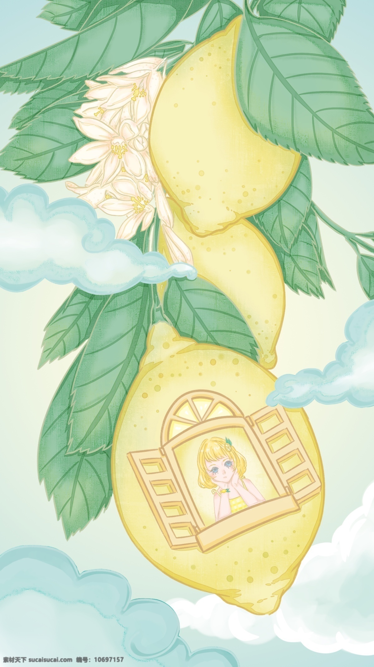 lemon 柠檬 小 清新 少女 梦幻 插画 小清新 可爱 壁纸