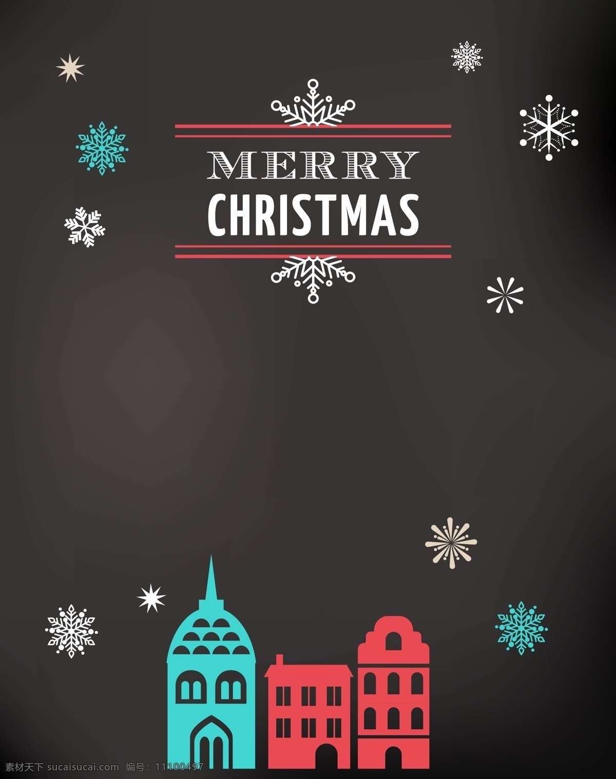 矢量 质感 卡通 圣诞节 背景 黑色 手绘 城市 雪花 海报