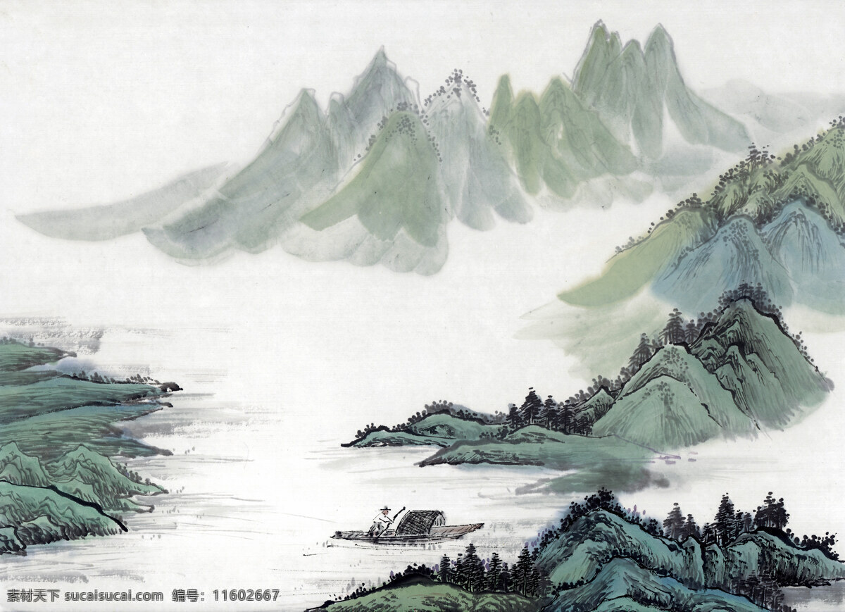 山水画 国画0002 国画 设计素材 山水画篇 中国画篇 书画美术 白色