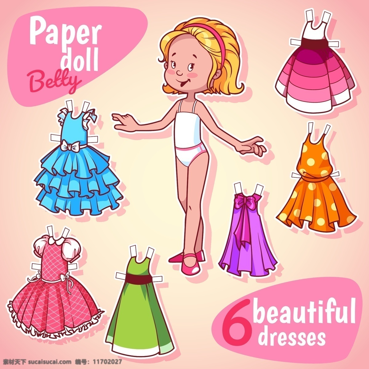 卡通儿童服装 卡通儿童 卡通女孩 儿童服装 儿童时装 童装 女孩 裙子 衣服 卡通 儿童