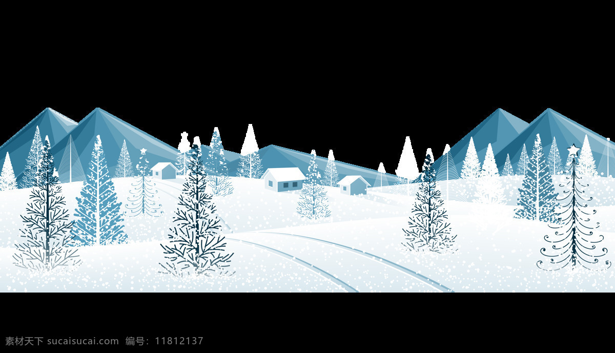 精美 圣诞节 雪地 元素 圣诞雪景 圣诞 海报 装饰 雪树 森林