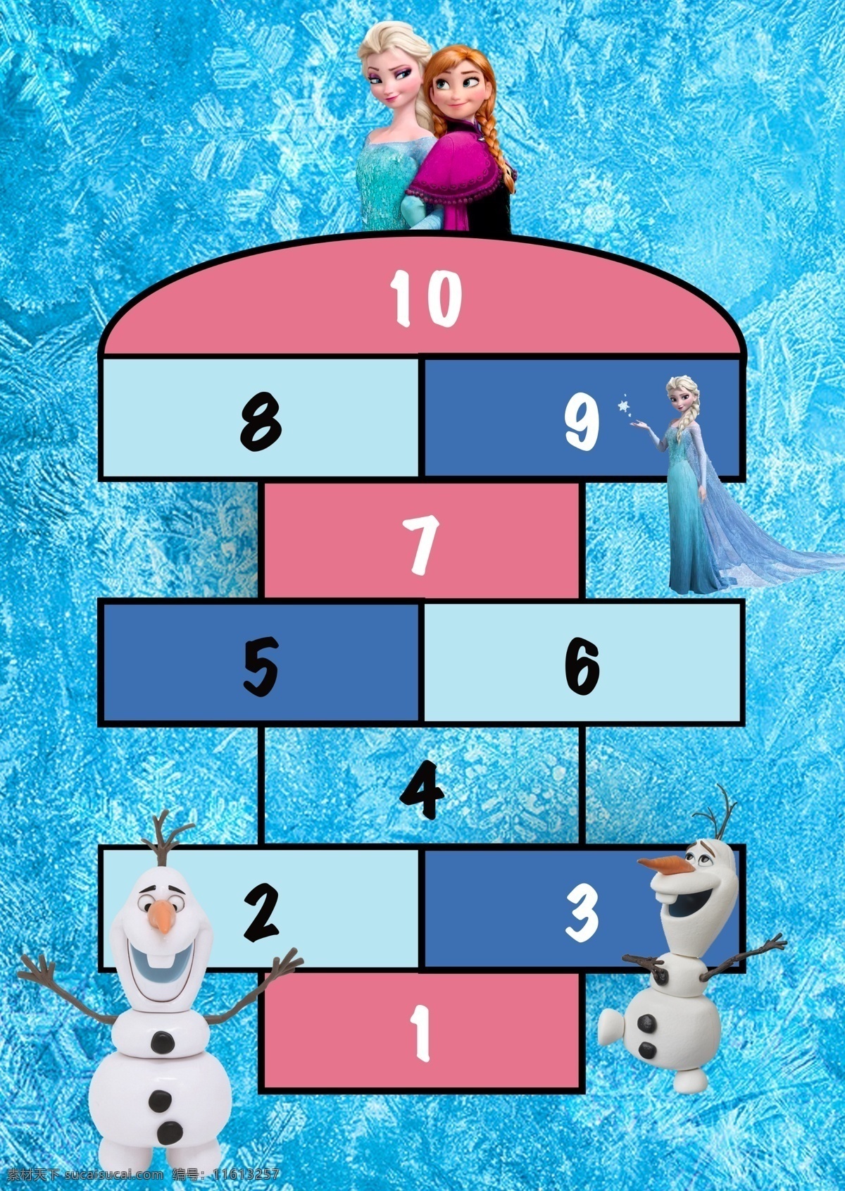 跳方格 跳房子 美少女 女孩 冰雪 儿童 地毯 插图 数字 小图 少女 可爱 卡通 游戏 地贴 活动类 分层