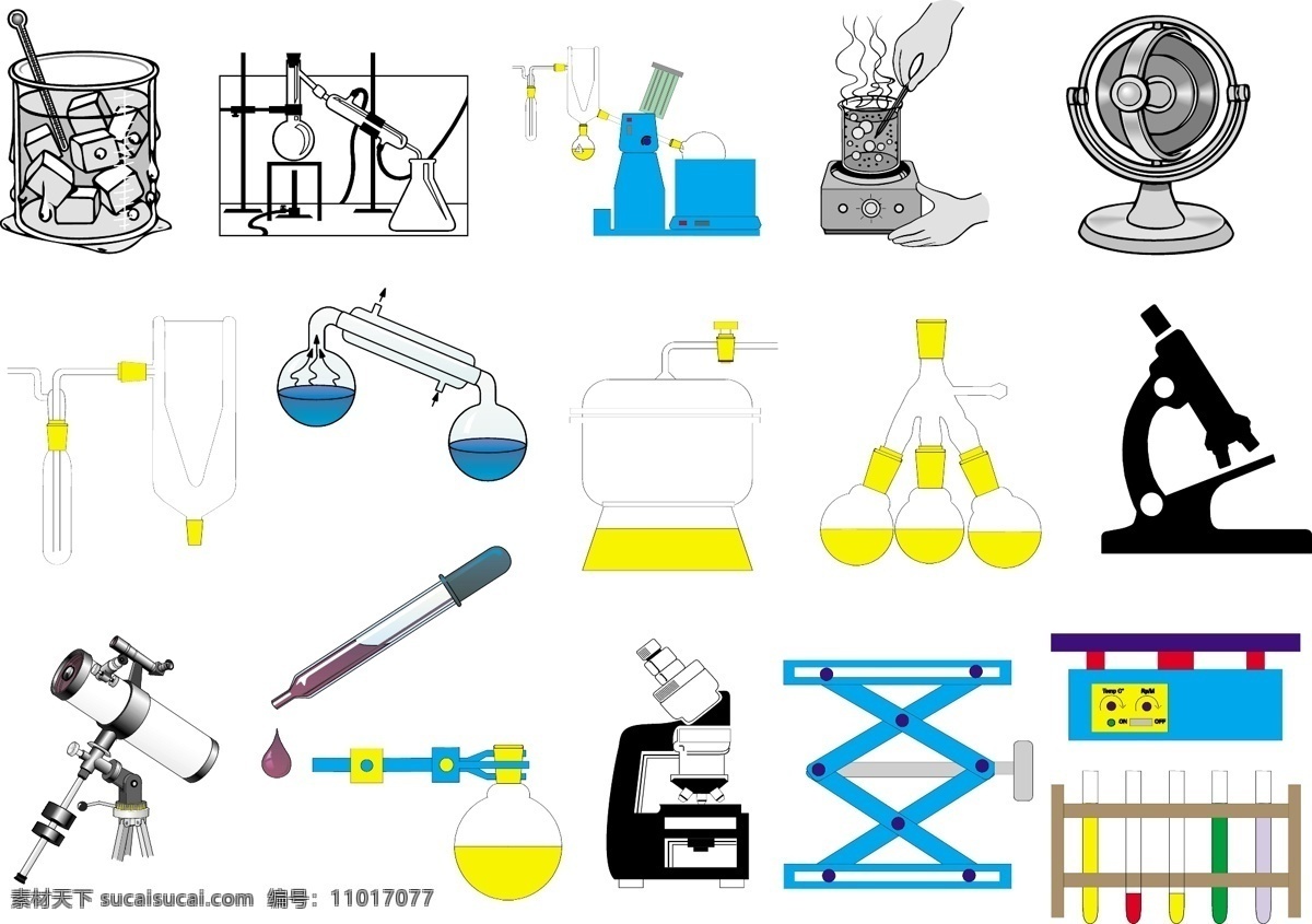 科学实验工具 科学 实验工具 量杯 显微器 滴管 科学研究 现代科技 矢量