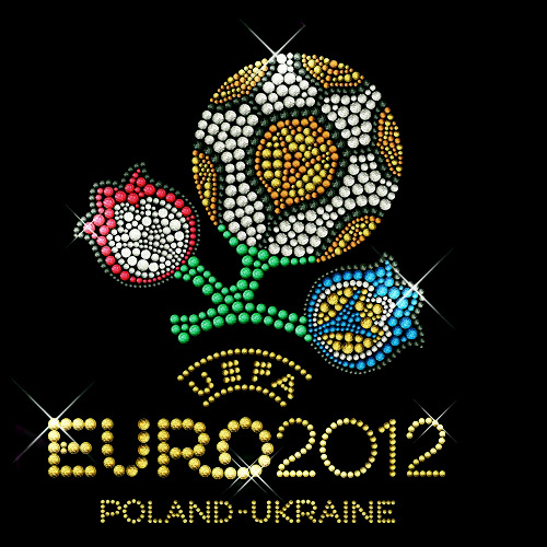 烫钻 主题 2012 欧洲杯 徽章标记 足球 免费素材 面料图库 服装图案 黑色