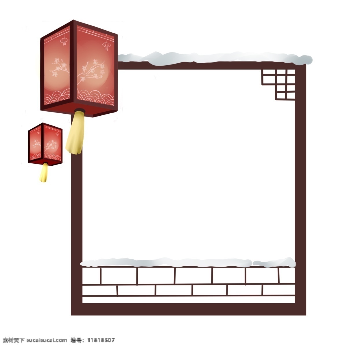 复古 红色 中 国风 边框 红色灯笼 方形 中国 风 喜庆 中国风 花纹 梅花图案 新年灯笼 系