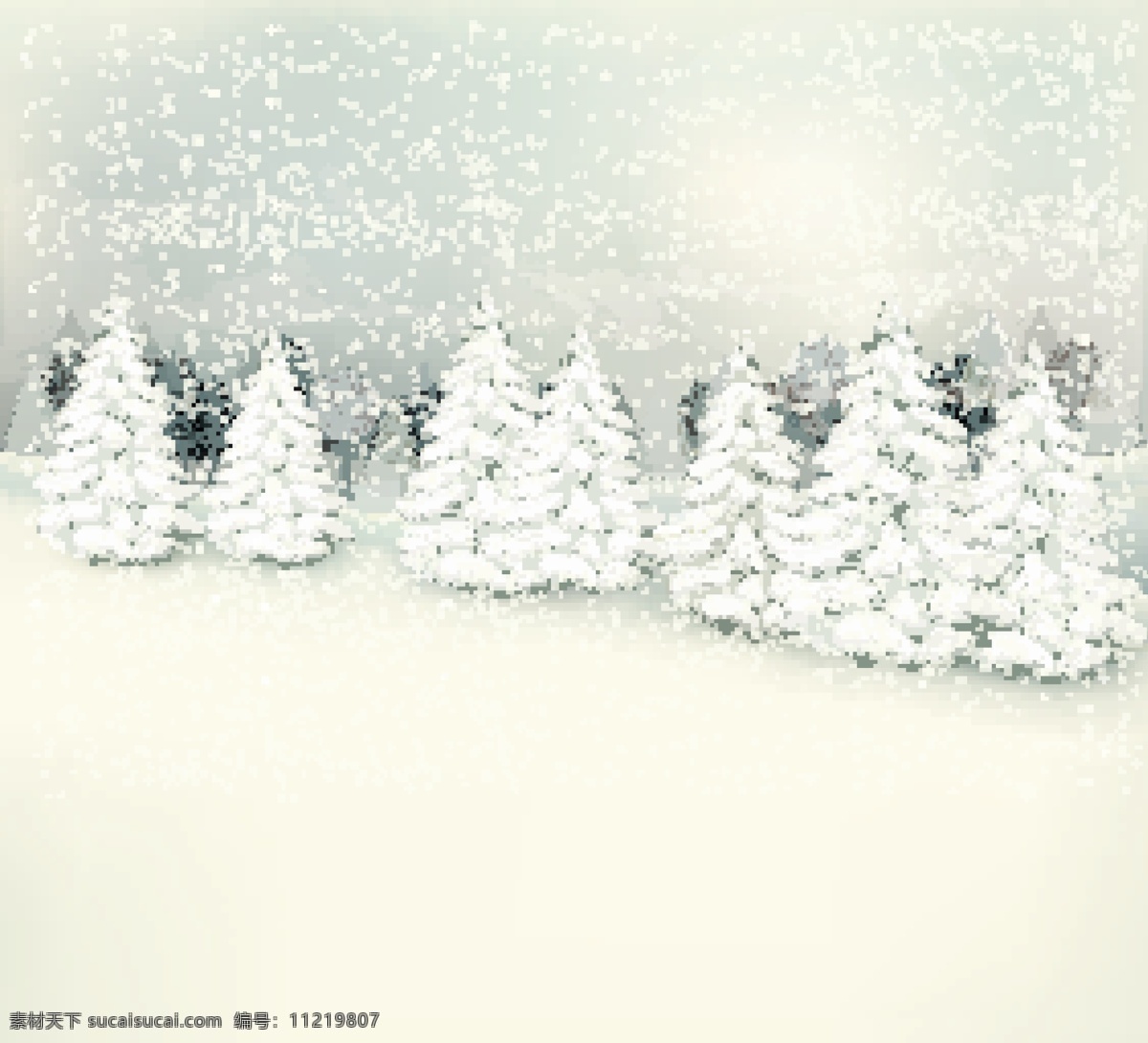 冬季 森林 雪原 矢量 松树 雪 矢量图 其他矢量图