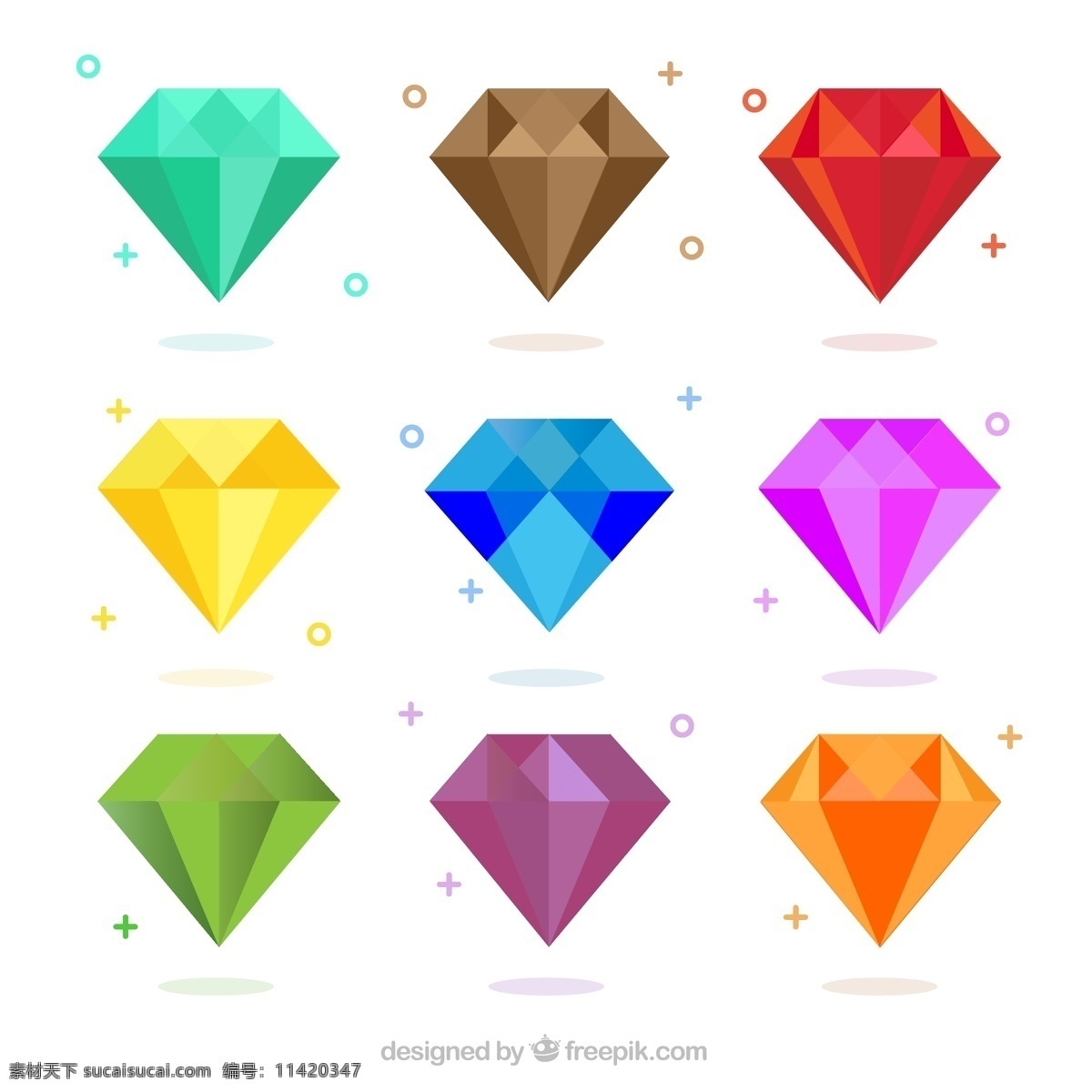 平面设计 中 彩色 钻石 包装 几何 形状 豪华 色彩 平面 颜色 珠宝 石头 几何图形 水晶 宝石 闪亮