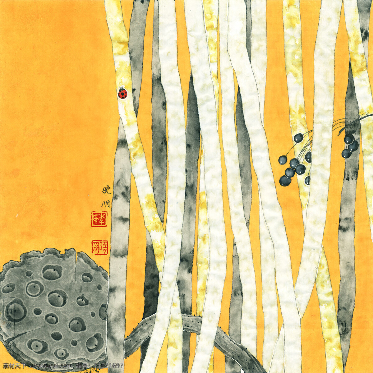 莲之舞002 花鸟画 设计素材 花鸟画篇 中国画篇 书画美术 黄色