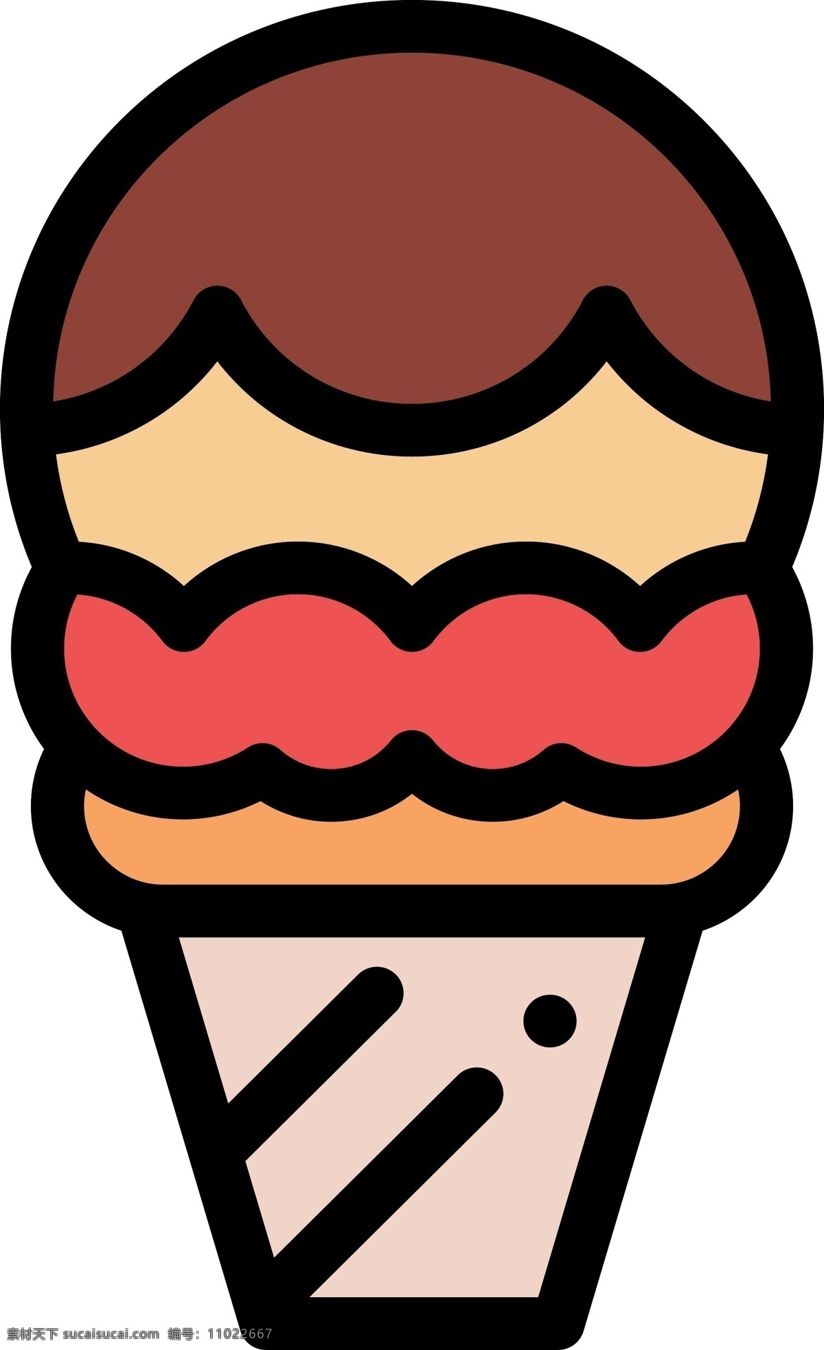 雪糕 卡通 免 扣 甜食 甜品 食物 食品 美味的 可爱的 图标 扁平化 矢量图 圆筒 甜筒 巧克力雪糕