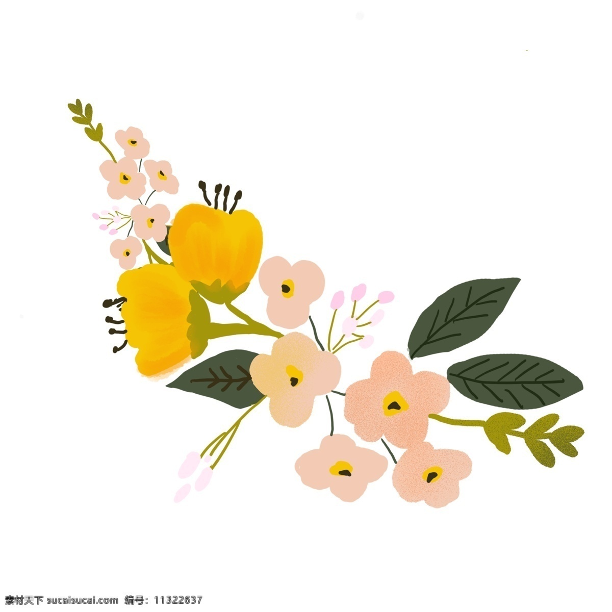 精美 花朵 装饰 插画 精美花朵 粉黄色的花朵 漂亮的花朵 创意花朵 立体花朵 植物装饰 春季花朵