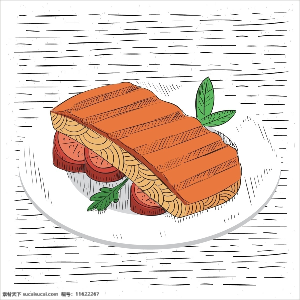手绘 创意 餐饮 食物 插画 ai格式 美食 矢量素材 手绘插画 手绘美食