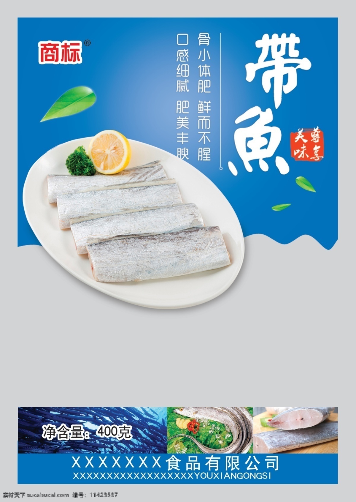 带鱼 大海 食品 海产 蓝色 深海 食品包装 分层