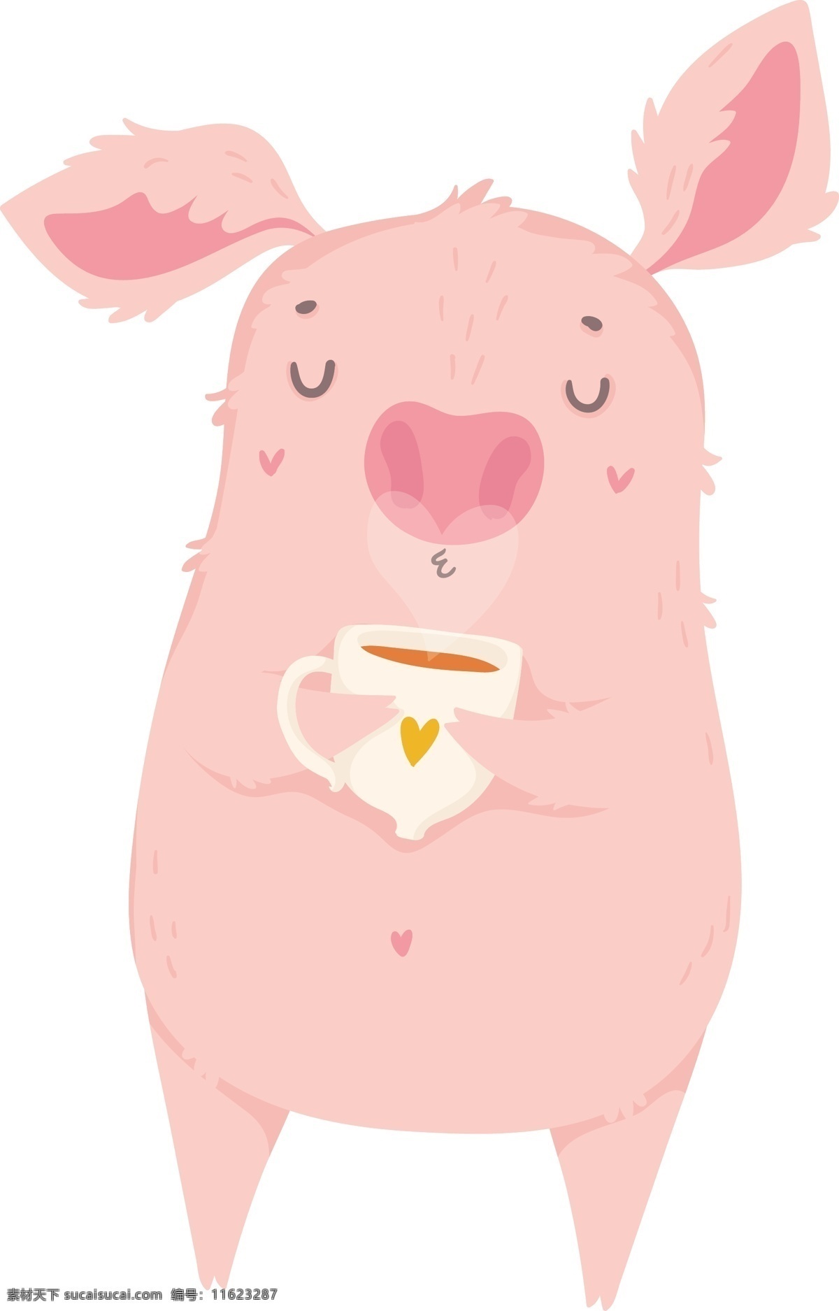 2019 猪年 手绘 卡通 粉色 小 猪 原创 商用 元素 可爱 动物 小清新 装饰 节日