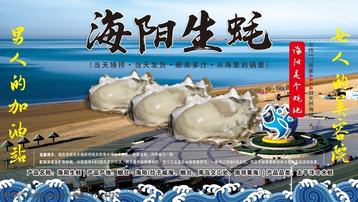 海阳 生 蚝 牡蛎 海蛎子 生蚝 乳山 海鲜 大篮球 海边 食品 电商 生鲜 海浪 浪花 包装设计