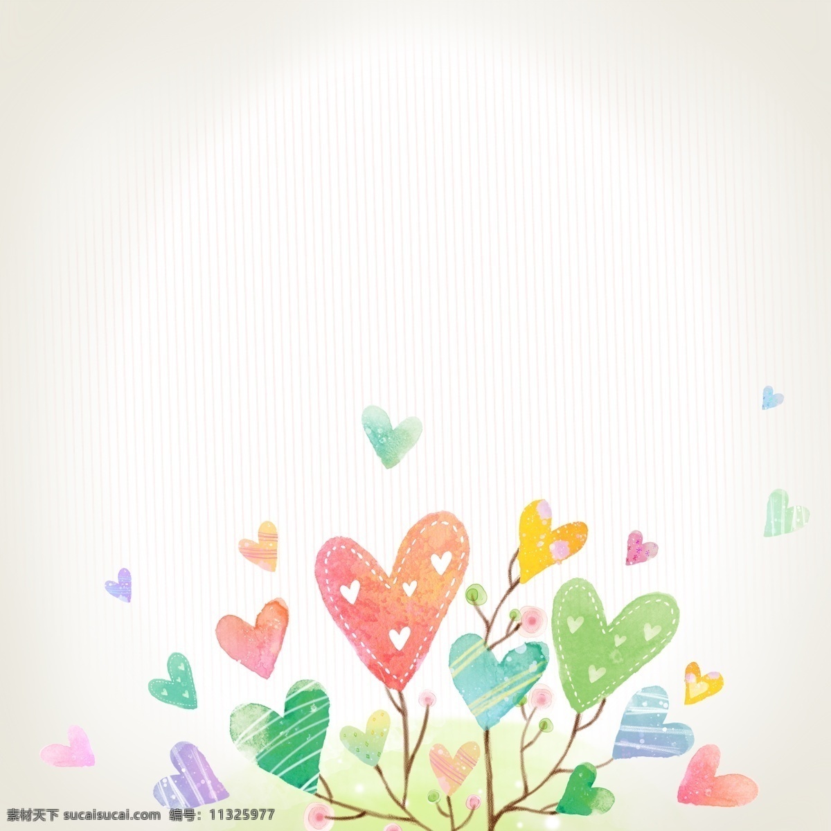 浪漫心形树 可爱素材 韩国素材 心形 心 卡通素材 底纹边框 背景底纹