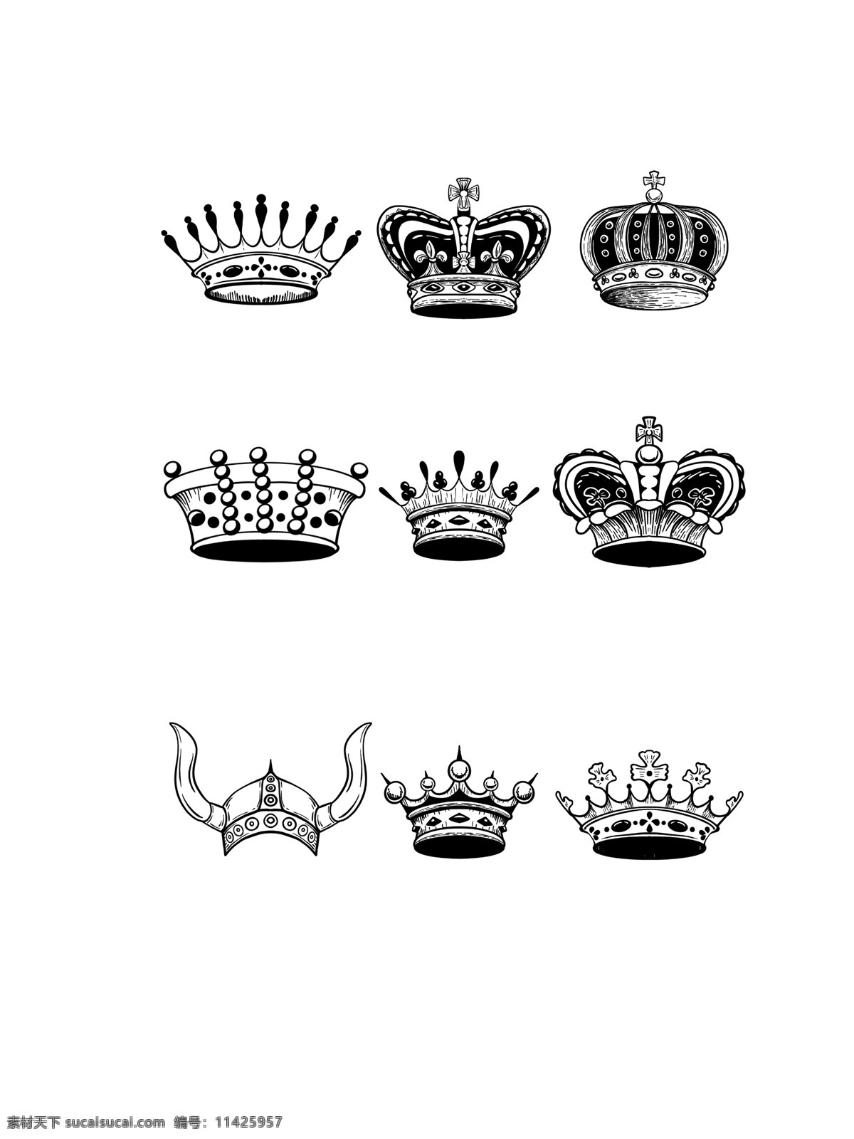 皇冠图片 皇冠 黑白皇冠 数码印花 面料印花 素材花 分层