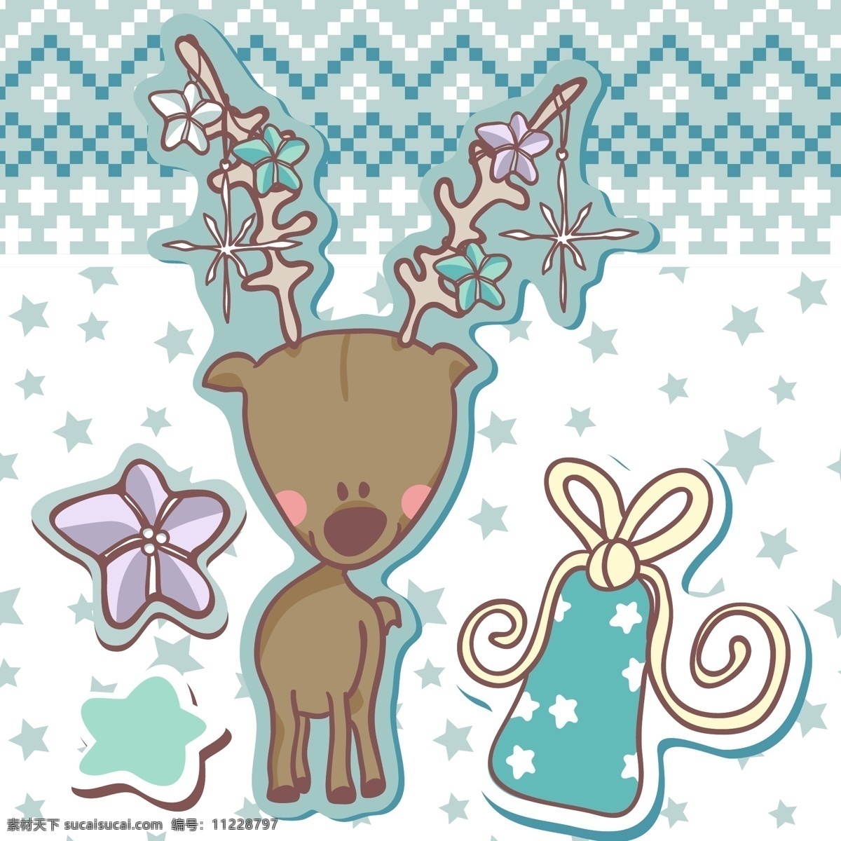 印花 矢量图 动物 服装图案 节日喜庆 圣诞节 驯鹿 印花矢量图 面料图库 服装设计 图案花型