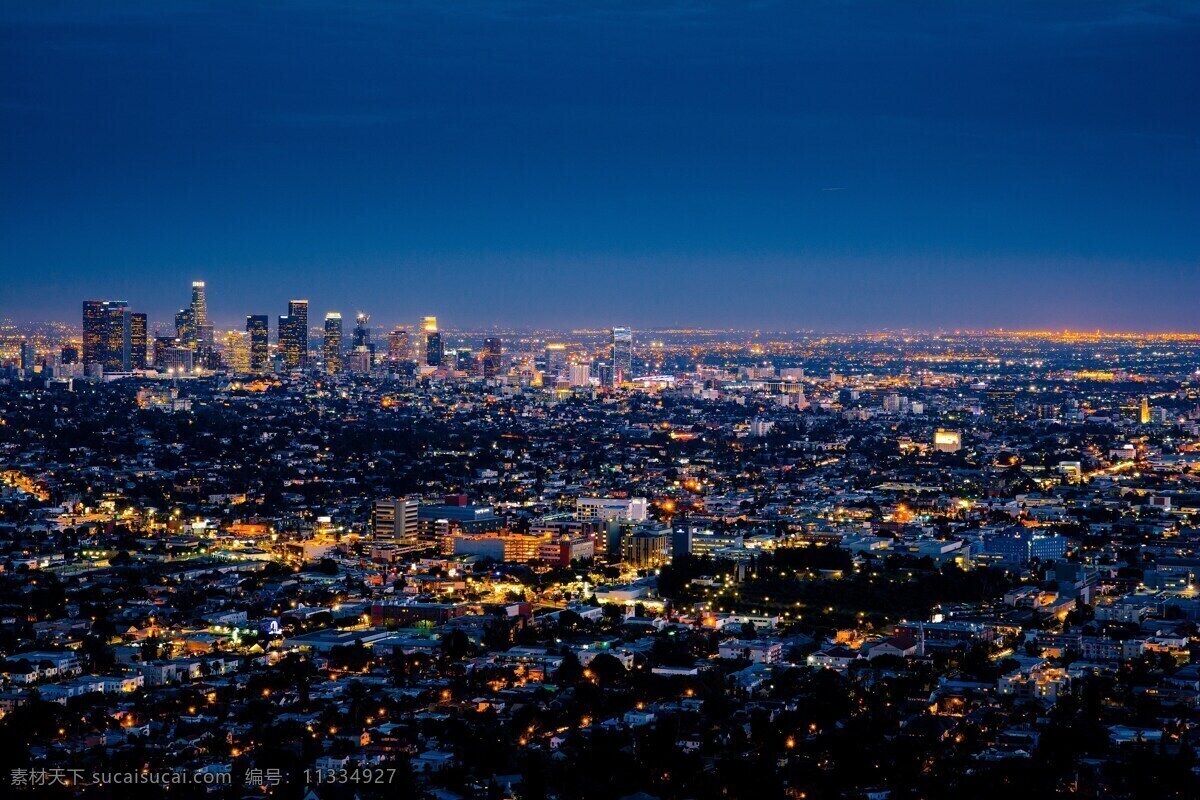 城市夜景 洛杉矶 国际都市 傍晚 蓝色 黄色 灯光 时尚 建筑 地标 房产 地产 配图 建筑园林 建筑摄影