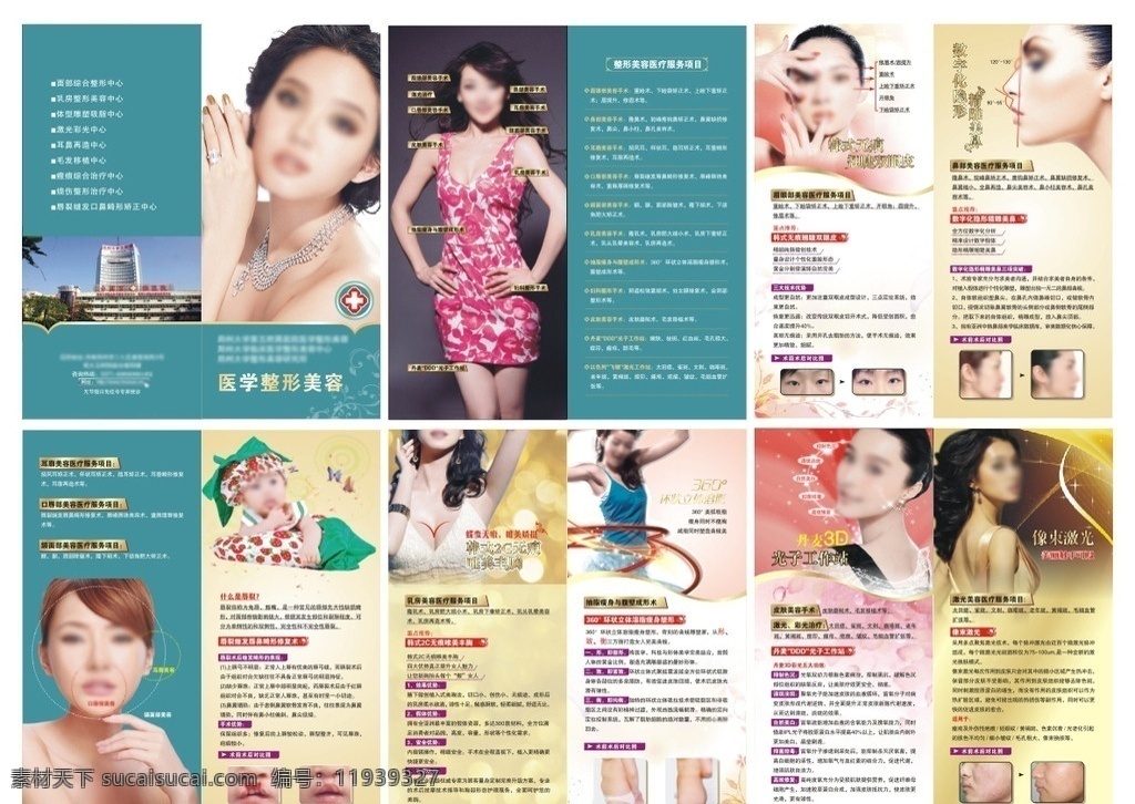 美容整形画册 画册 折页 美容 美容整形 医学整形 双眼皮 隆鼻 丰胸 吸脂 激光彩光 嫩肤 美容项目 美女 画册设计 矢量