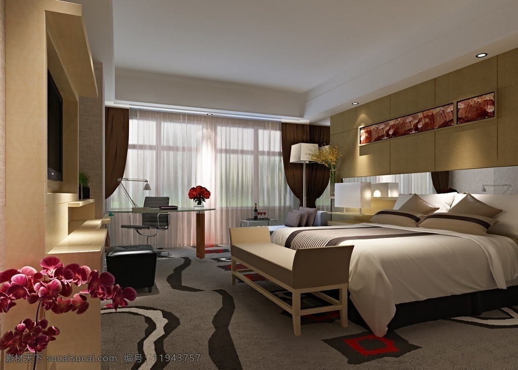 酒店 客房 标准间 效果图 原max文件 室内设计 室内模型 3d设计模型 源文件 max