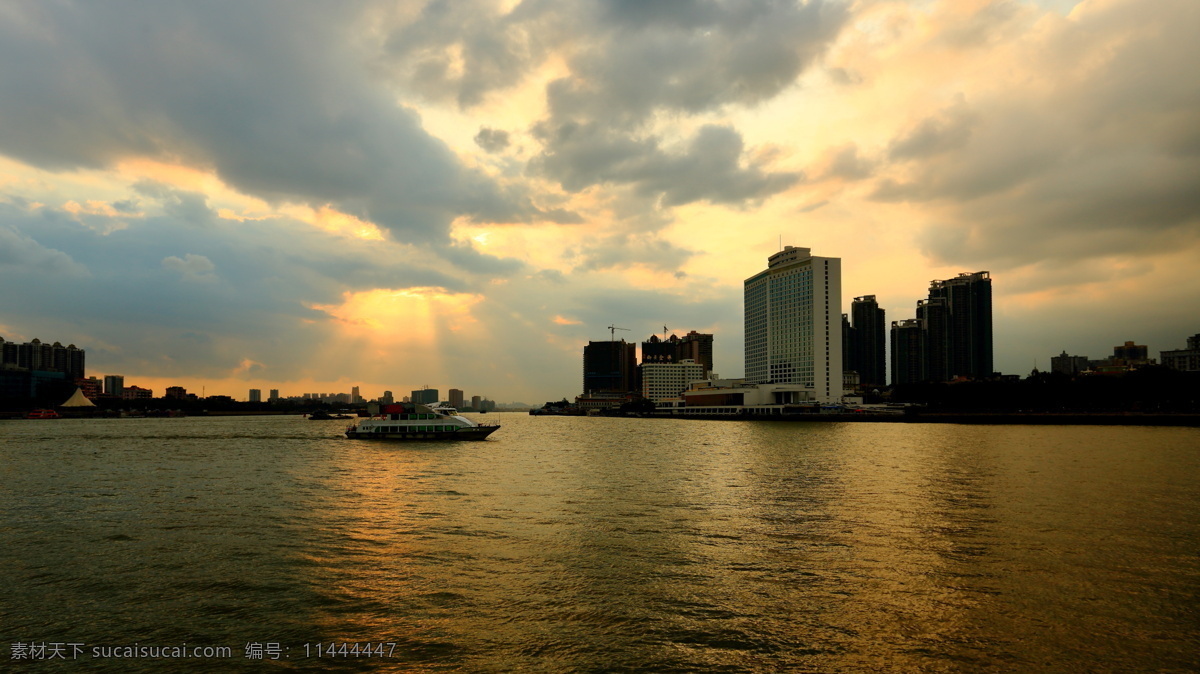 广州 白鹅 潭 夕阳 风景