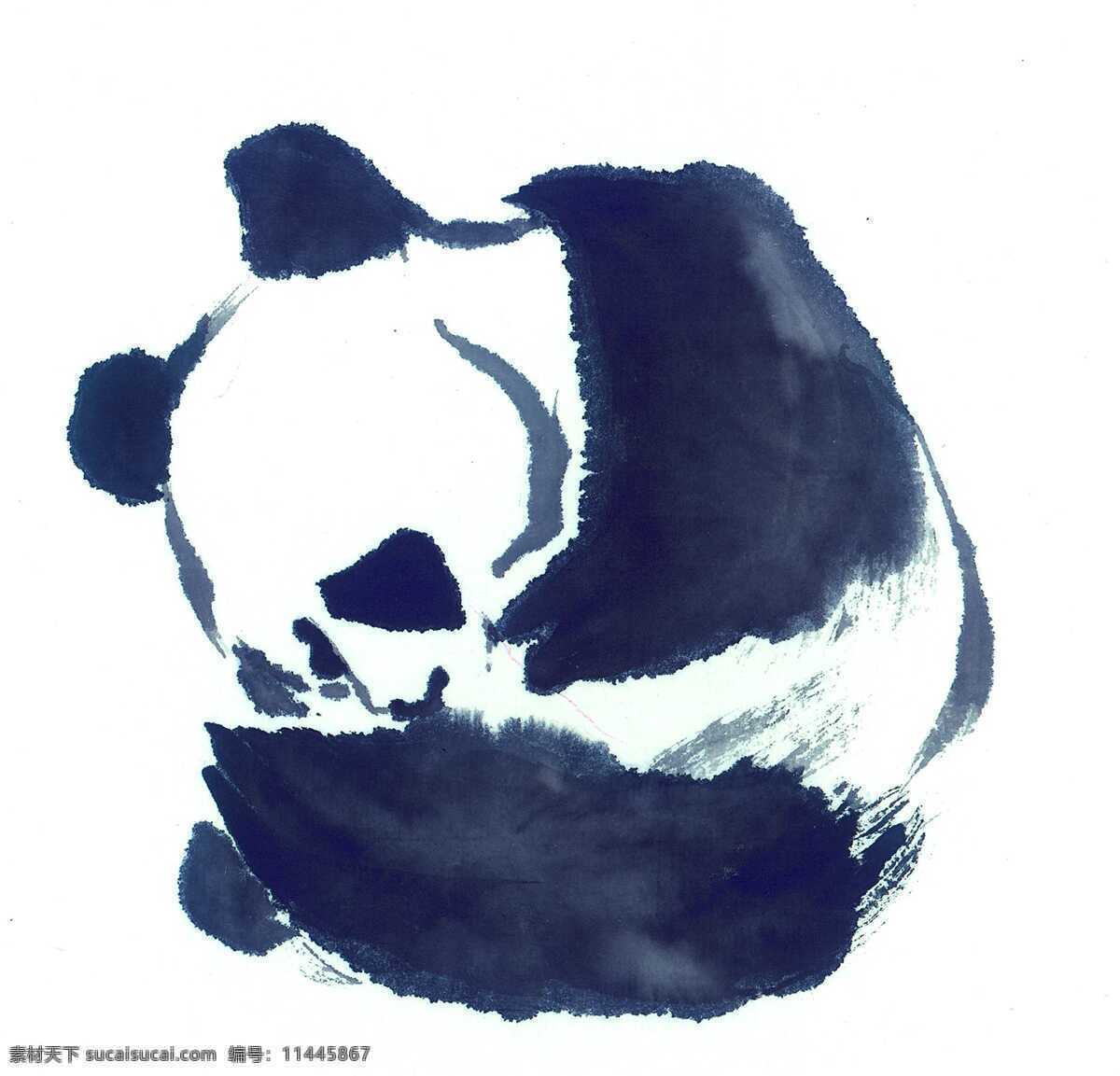 水墨 熊猫 水彩画 水彩 画 水墨画 图案 文化 艺术 古代 传统 水墨动物 书画文字 文化艺术