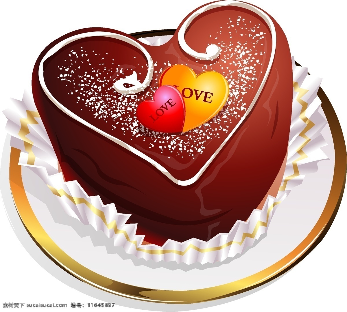 生日蛋糕 爱心 蛋糕 盘子 生日 生日快乐 7寸蛋糕 生日庆祝素材 矢量图