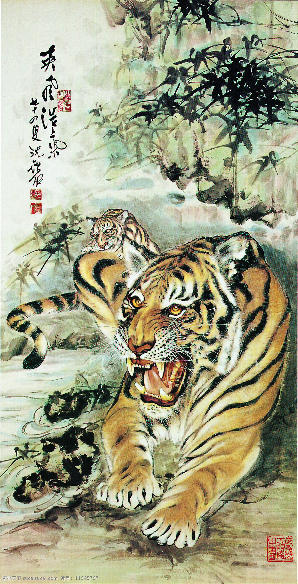 猛虎 山中老虎 虎图 文化艺术 绘画书法 设计图库 联邦设计