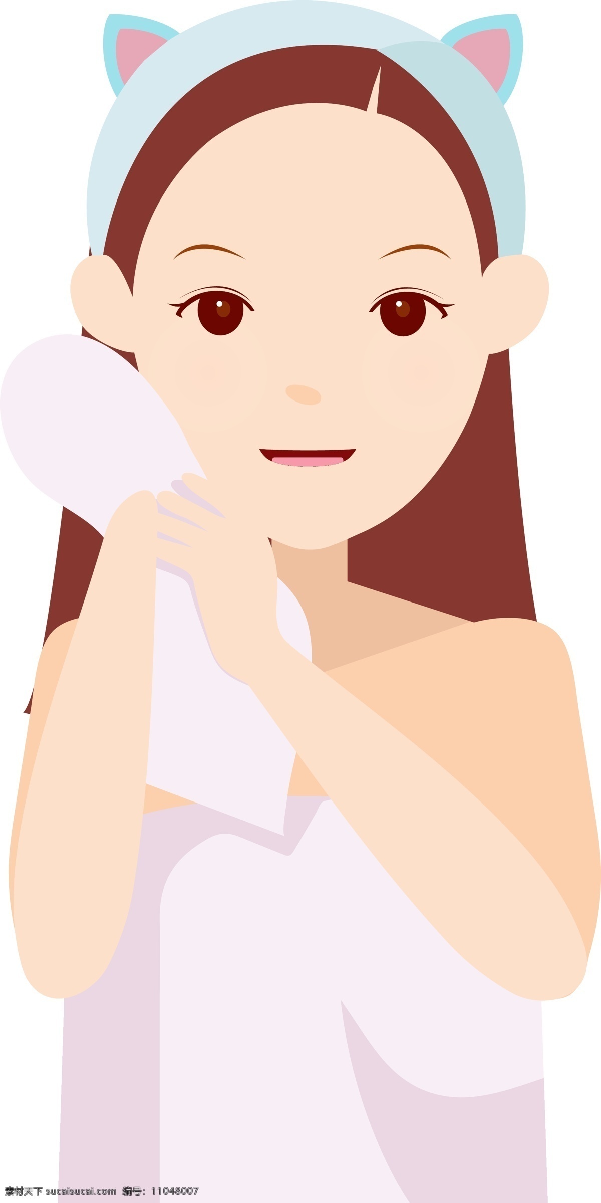 美女 洗脸 护肤美容 步骤 矢量 护肤 美容 清洁 插画 动漫动画