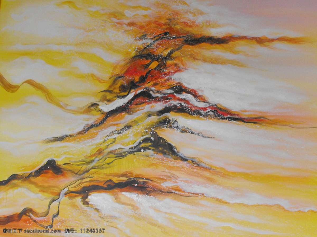 大自然 抽象画 山脉 抽象风景 黄色调 暖色抽象画 赵无极 绘画书法 文化艺术
