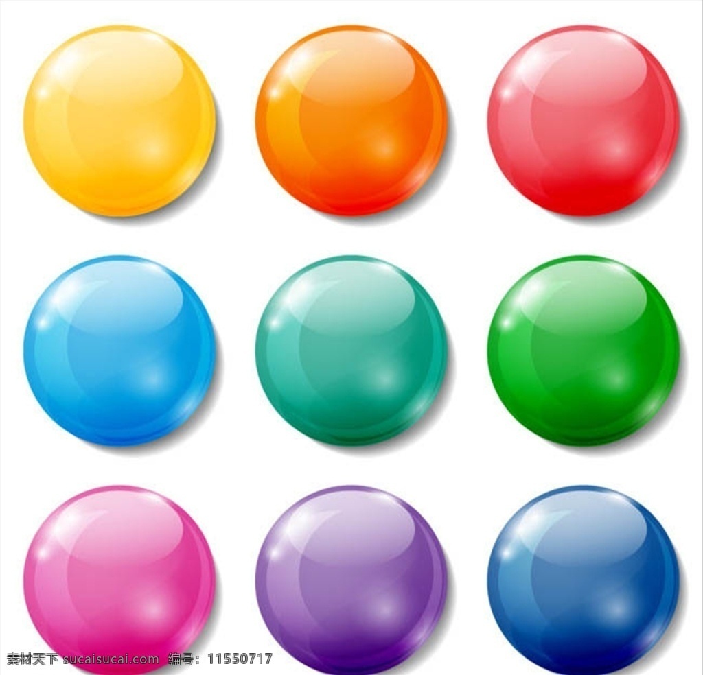 彩色 水晶球 按钮 图标 矢量 水滴 矢量素材