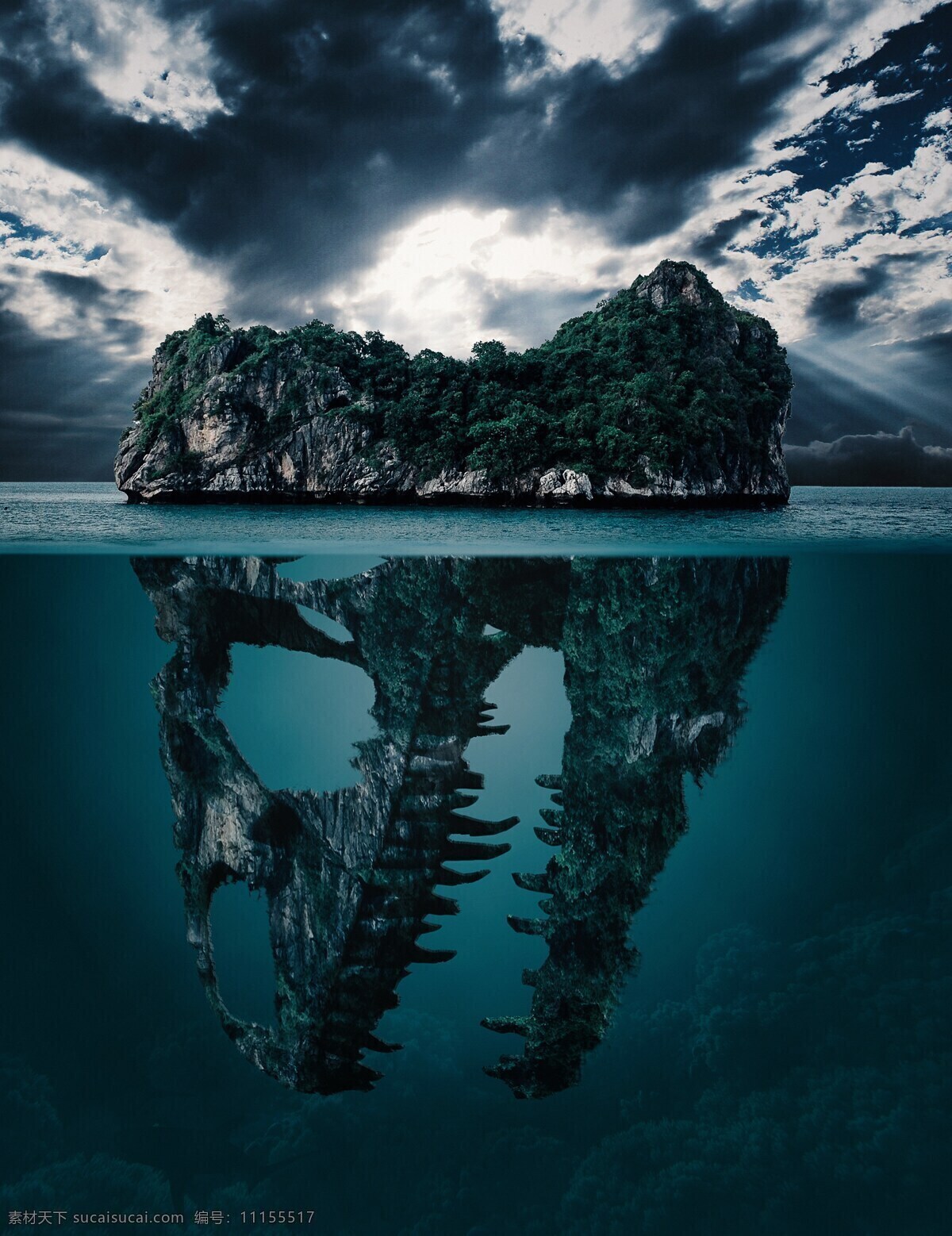 神秘岛 背景 壁纸 恐龙 头骨 海 海洋 岛 水上岛屿