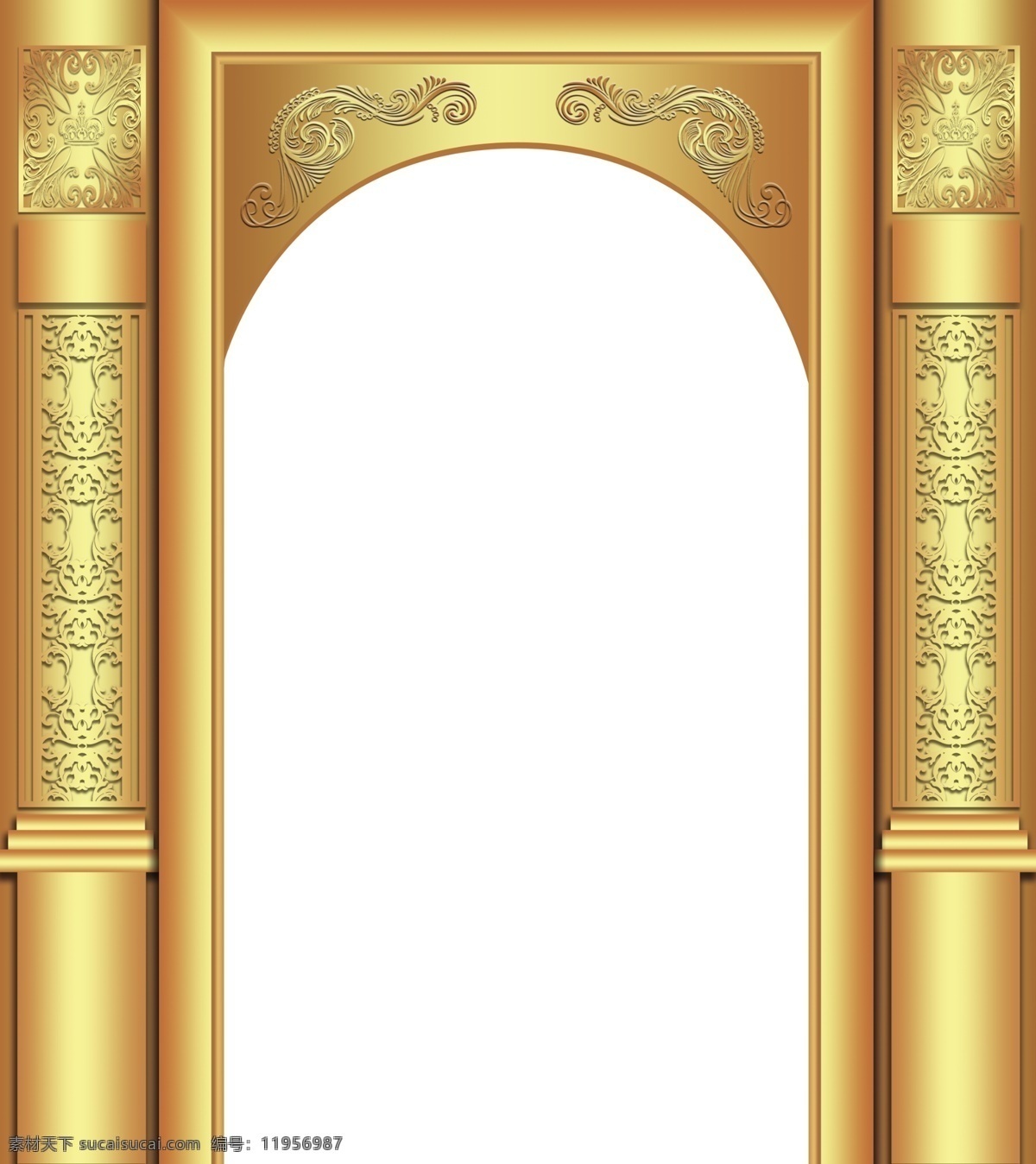 婚礼设计 金色拱门 欧式拱门 柱子 欧式花纹 高贵大气 方形拱门 婚礼背景 ps 分层