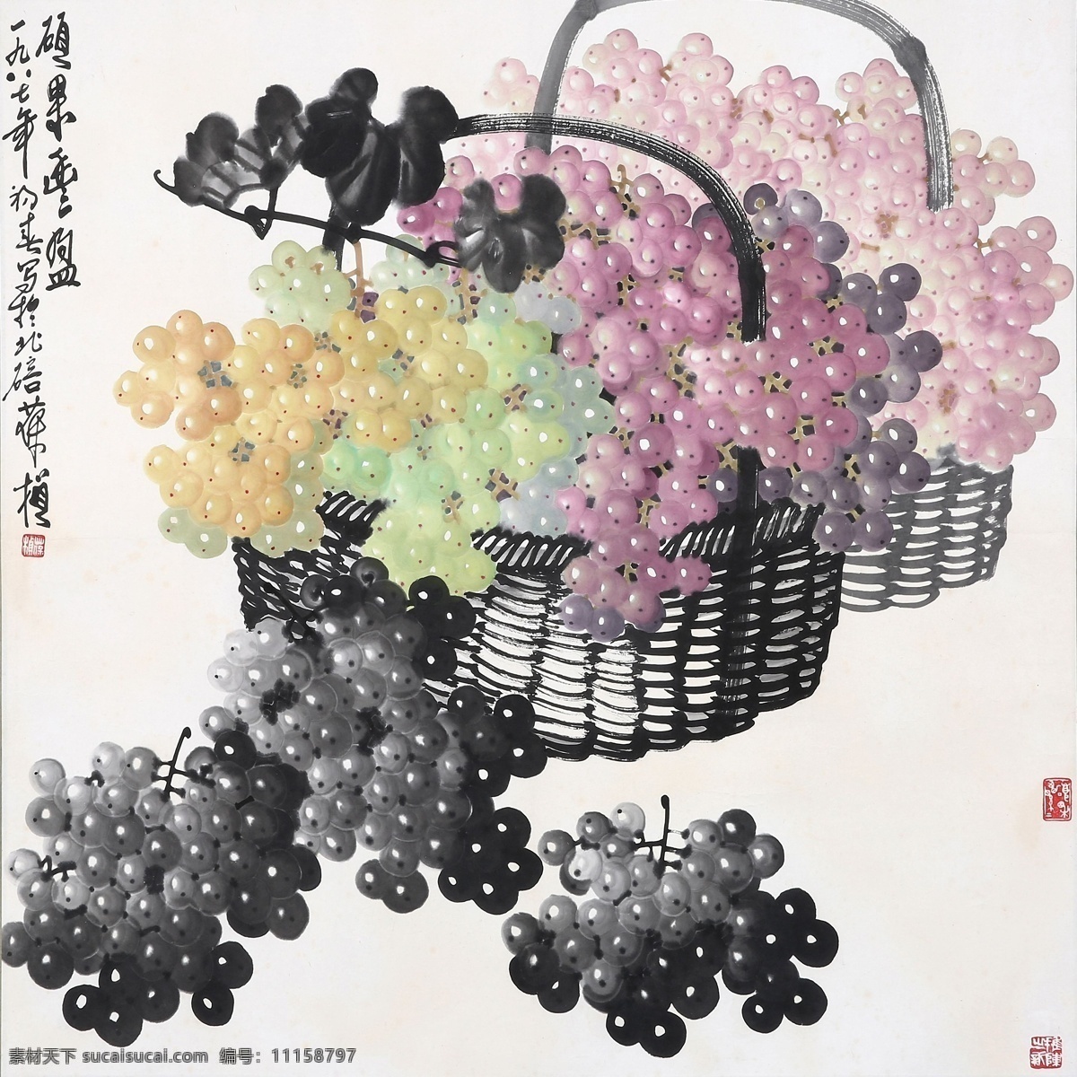 葡萄 国画葡萄 葡萄国画 水墨画 国画 装饰画 文化艺术 绘画书法