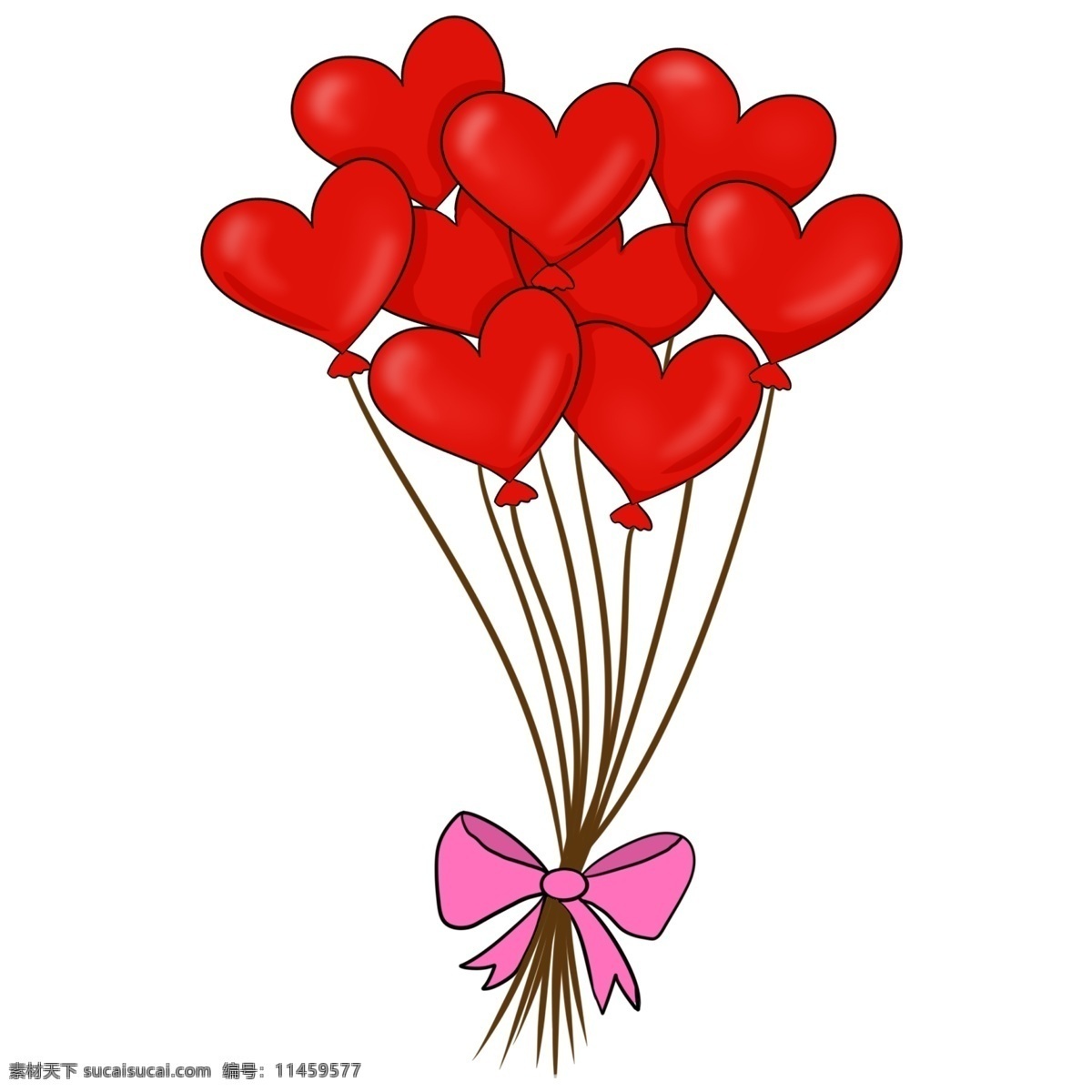 红心 婚礼 气球 插画 婚礼气球 红色 心形 浪漫 婚礼装饰 粉色蝴蝶结 婚庆 漂浮的气球 气球插画