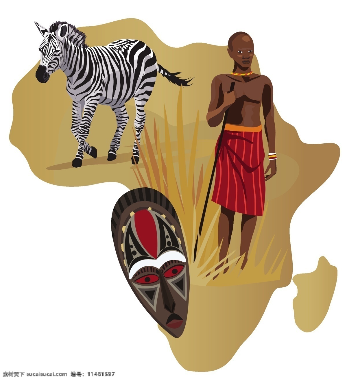 非洲男人 非洲矢量元素 非洲土著 非洲大陆 斑马 面具 脸谱 面剧 非洲大草原 大象 野生动物 民族 风情 非洲 矢量人物 少数民族 矢量
